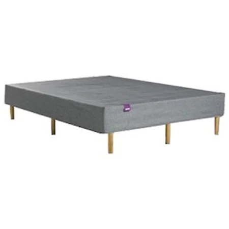 Queen 17" Stone Grey Foundation with Natural Finish Wood Legs